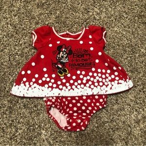 Disney parks 3 months baby girl red polka dot onesie dress Minnie mouse